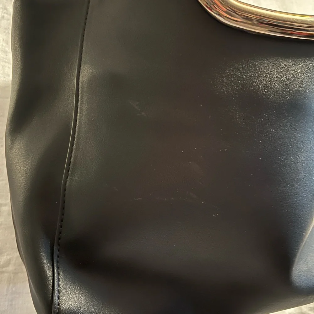Black and Gold Structured Tote with Unique Handles by Kelly& Katie